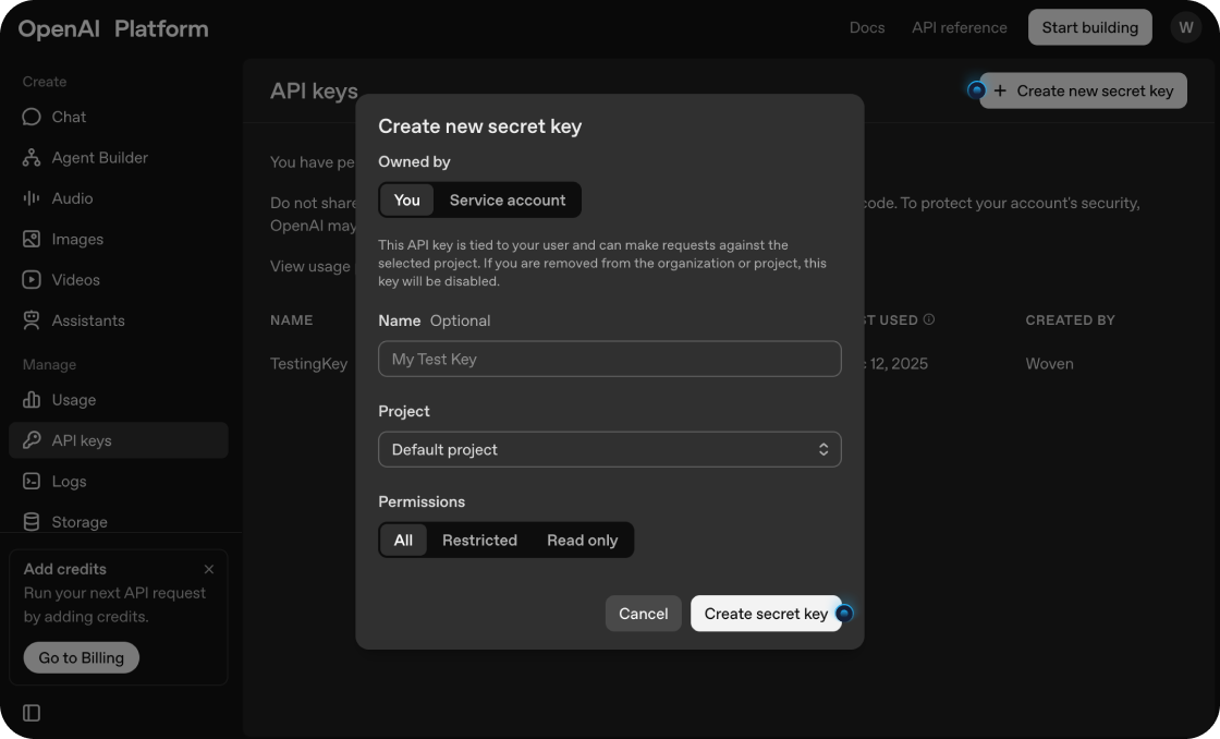 Obtain your ChatGPT API key